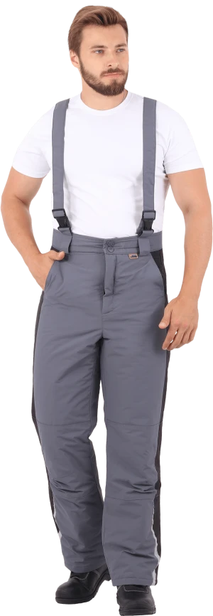 Брюки мужские ХАЙ-ТЕК от пониженных температур воздуха и ветра, механических воздействий и ОПЗ, серый/черный Брю 307