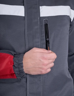 Костюм РОУД летний, серый-красный (Куртка+полукомбинезон) Кос 451