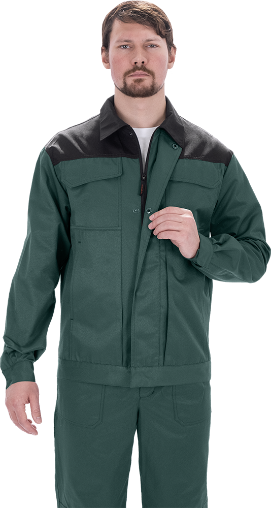 Костюм мужской ТЕХНИК 2 от механических воздействий и ОПЗ (куртка, полукомбинезон), темно-зелёный/черный