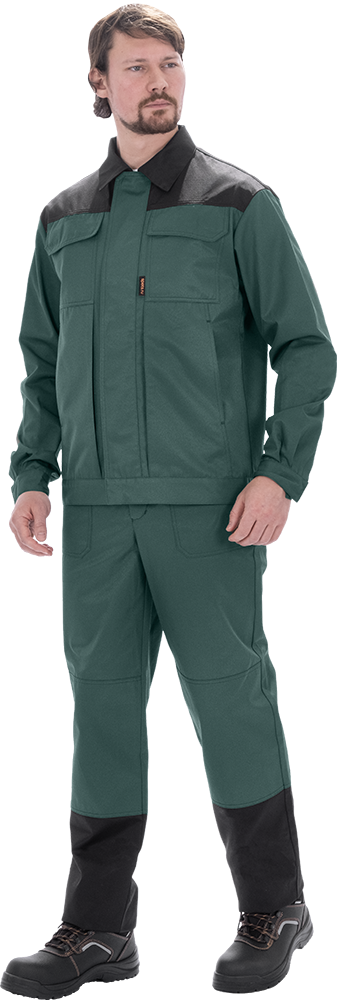 Костюм мужской ТЕХНИК 2 от механических воздействий и ОПЗ (куртка, полукомбинезон), темно-зелёный/черный