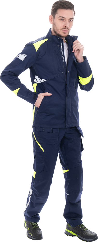 Куртка мужская ACTIVE FLEX / АКТИВ ФЛЕКС для защиты от механических воздействий и ОПЗ, т.синий-флуоресцентный желтый