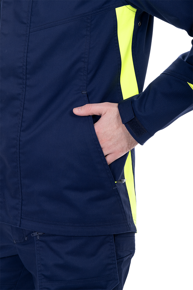 Куртка мужская ACTIVE FLEX / АКТИВ ФЛЕКС для защиты от механических воздействий и ОПЗ, т.синий-флуоресцентный желтый