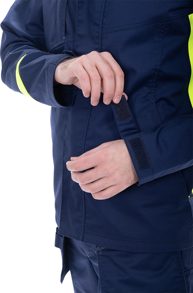 Куртка мужская ACTIVE FLEX / АКТИВ ФЛЕКС для защиты от механических воздействий и ОПЗ, т.синий-флуоресцентный желтый