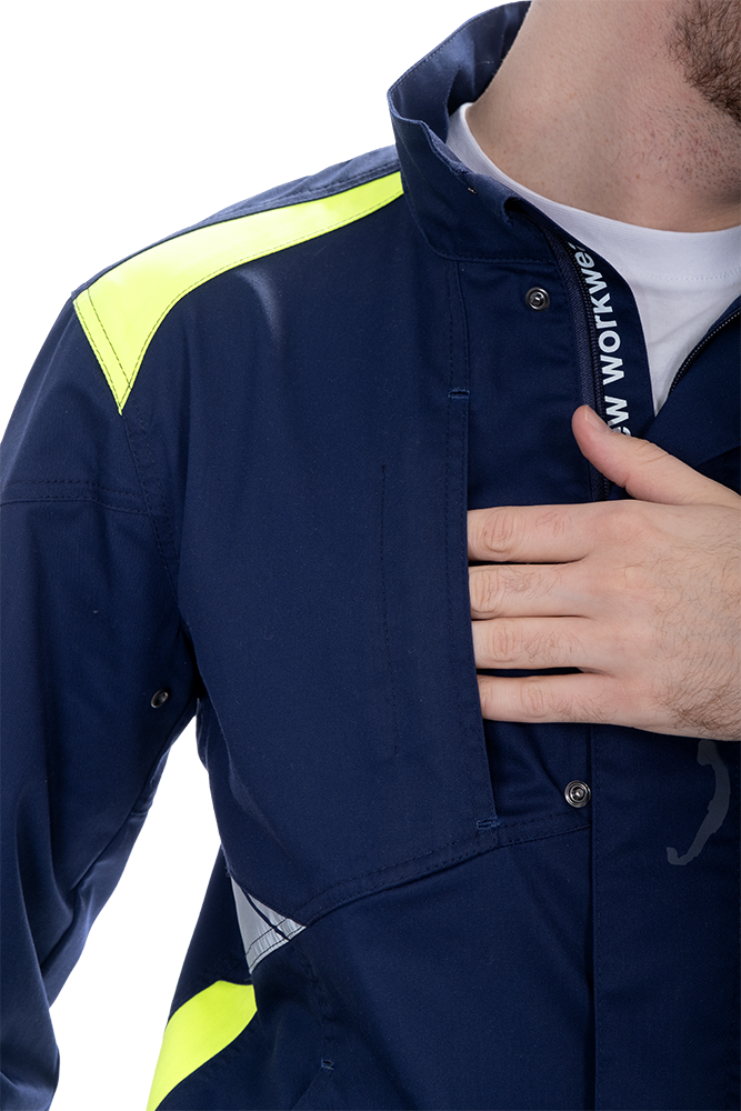 Куртка мужская ACTIVE FLEX / АКТИВ ФЛЕКС для защиты от механических воздействий и ОПЗ, т.синий-флуоресцентный желтый