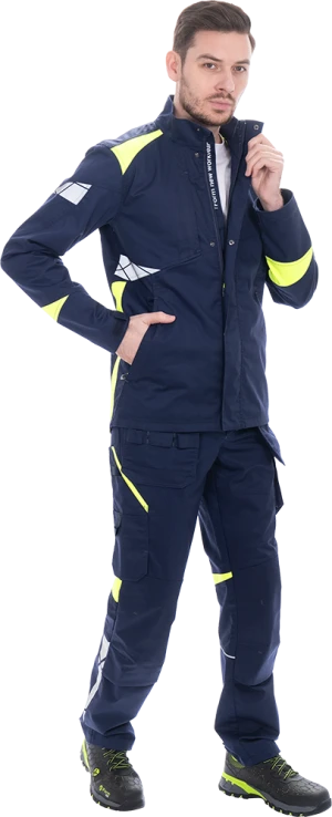 Куртка мужская ACTIVE FLEX / АКТИВ ФЛЕКС для защиты от механических воздействий и ОПЗ, т.синий-флуоресцентный желтый