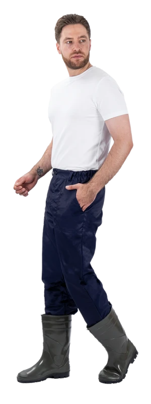 Комплект мужской от растворов кислот и щелочей, механических воздействий, (халат, брюки), темно-синий