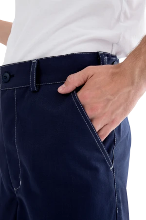 Костюм мужской МЕГАСТАТОЙЛ  от нефтепродуктов, кратковременного воздействия пламени, статического электричества, темно-синий/серый/оранж Кос 907