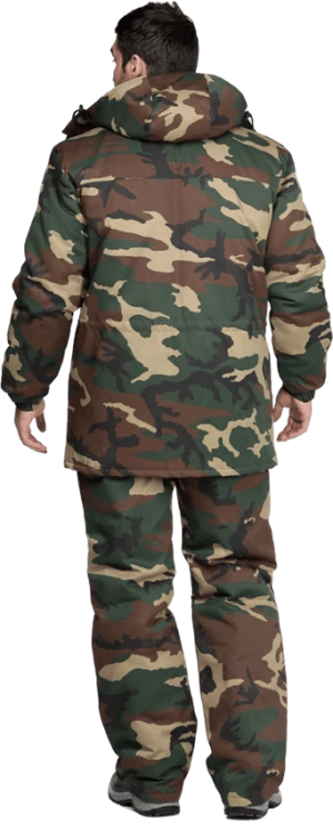 Костюм ТУРИСТ мужской от пониженных температур воздуха, механических воздействий и ОПЗ (куртка, брюки), цвет КМФ зелёный Кос 413